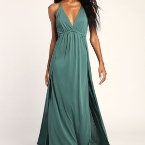 Lulus Ethereal Aura Dark Green Sleeveless Backless Maxi Dress - Size XL